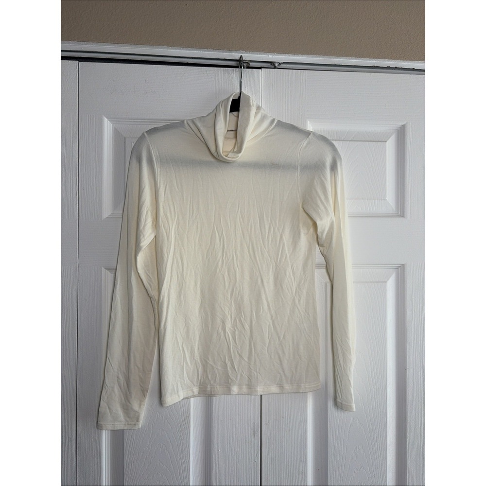 Ragno Tenderwool Turtleneck Top Womens Size 2 White Cashmere Modal‎ Italian Knit